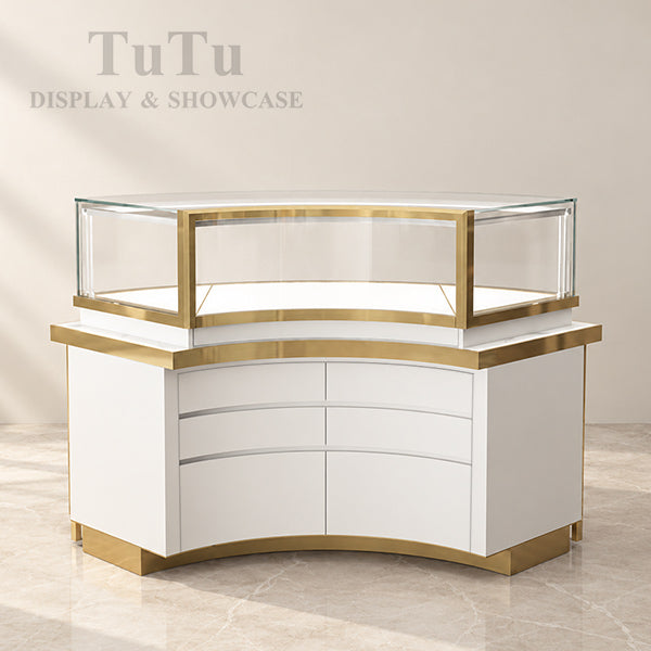 DM237 Luxury Store Curved Counter Display Cabinet