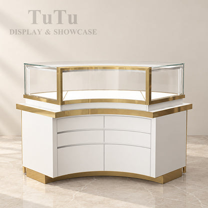 DM237 Luxury Store Curved Counter Display Cabinet