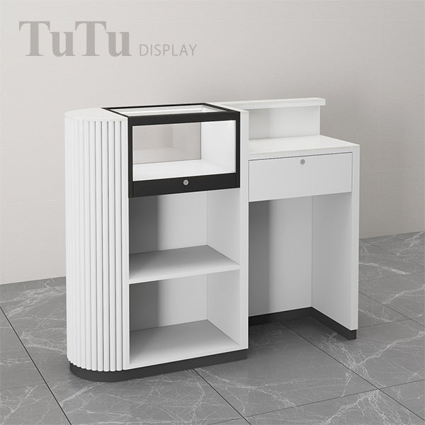 Cashier Table Module DM241 Store Cashier Counter POS Table with Showcase – TUTU DISPLAY