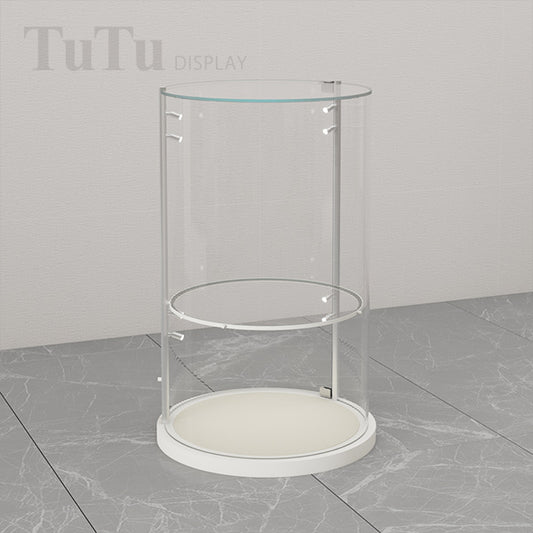DM267 Round Glass Jewellery Display Case Lighted