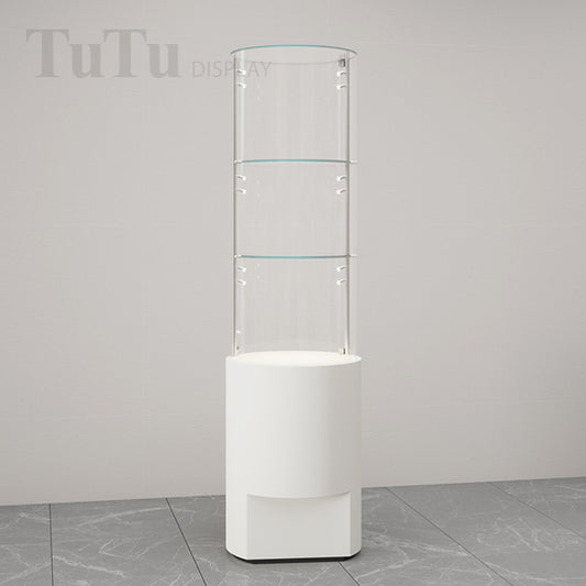 DM268 Round Glass Jewellery Display Case Lighted