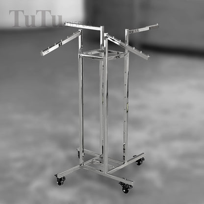 DM313 Adjustable 4-Way Clothing Display Rack with Caster