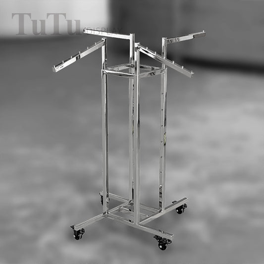 DM313 Adjustable 4-Way Clothing Display Rack with Caster