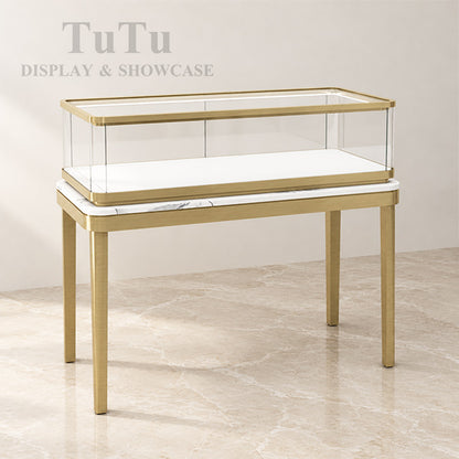 DM340 Filleted Corner Glass Showcase Metal Frame
