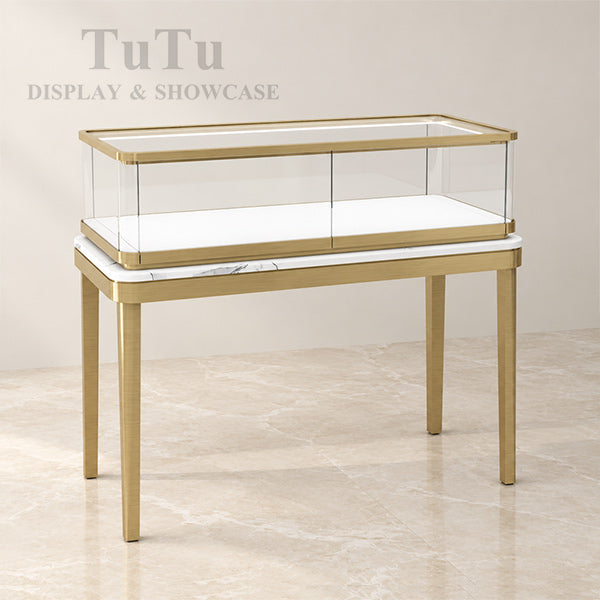 DM340 Filleted Corner Glass Showcase Metal Frame