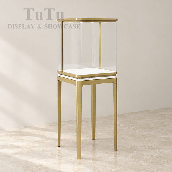 DM341 Filleted Corner Glass Tower Showcase Metal