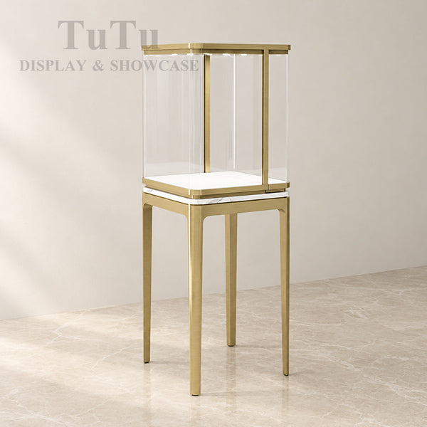 DM341 Filleted Corner Glass Tower Showcase Metal
