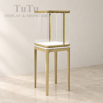 DM341 Filleted Corner Glass Tower Showcase Metal