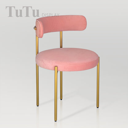 DM356 Velvet Upholstered Metal Chair with Round Seat