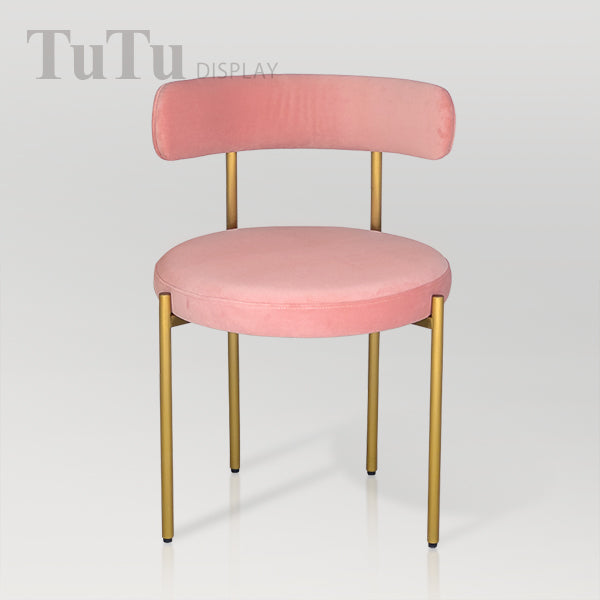 DM356 Velvet Upholstered Metal Chair with Round Seat