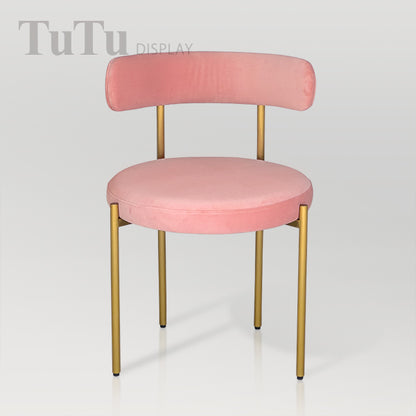 DM356 Velvet Upholstered Metal Chair with Round Seat