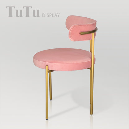 DM356 Velvet Upholstered Metal Chair with Round Seat
