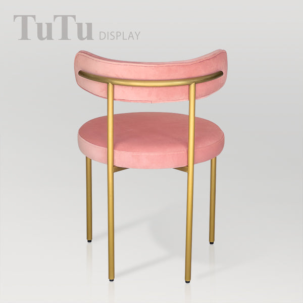 DM356 Velvet Upholstered Metal Chair with Round Seat