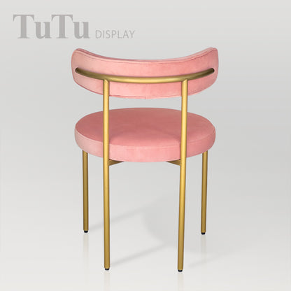 DM356 Velvet Upholstered Metal Chair with Round Seat
