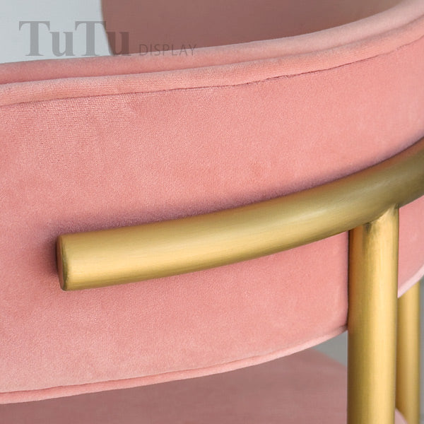 DM356 Velvet Upholstered Metal Chair with Round Seat