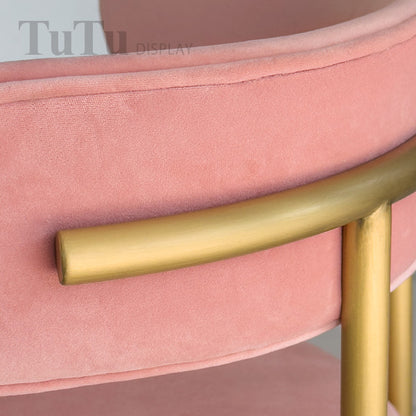 DM356 Velvet Upholstered Metal Chair with Round Seat