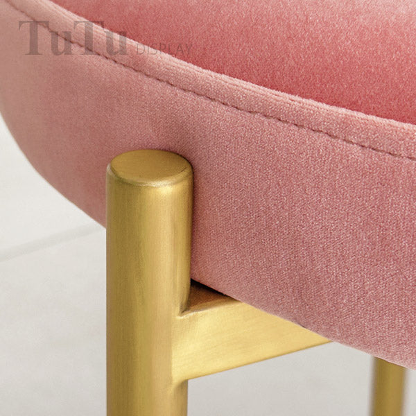 DM356 Velvet Upholstered Metal Chair with Round Seat