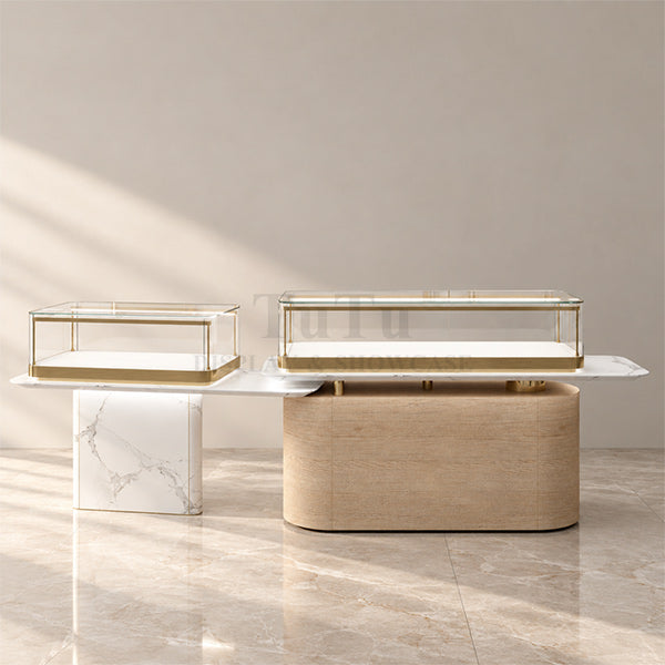 DM390 Jewellery Display Lighting Counter Showcase Set Filleted Corner Glass