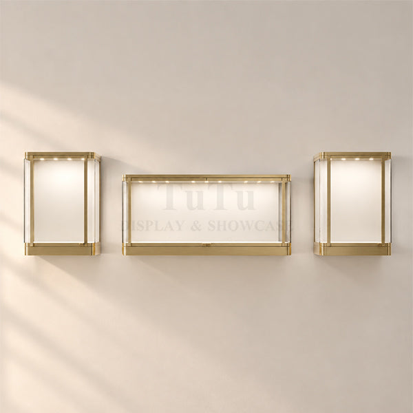 DM391 Jewellery Lighting Metal Wall Mounted Display Case Set Filleted Corner