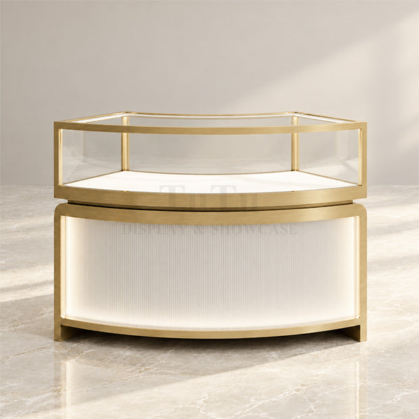 DM396 Curved Jewellery Lighting Counter Glass Showcase