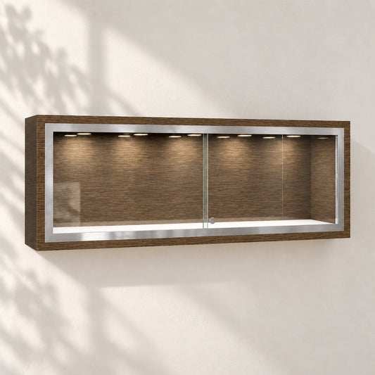 LX06 Wall Mounted Jewelry Glass Display Showcase w/ LED Lights