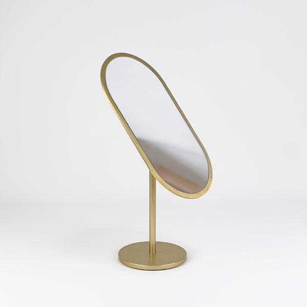 MR002 Table Top Oval Mirror Metal Base