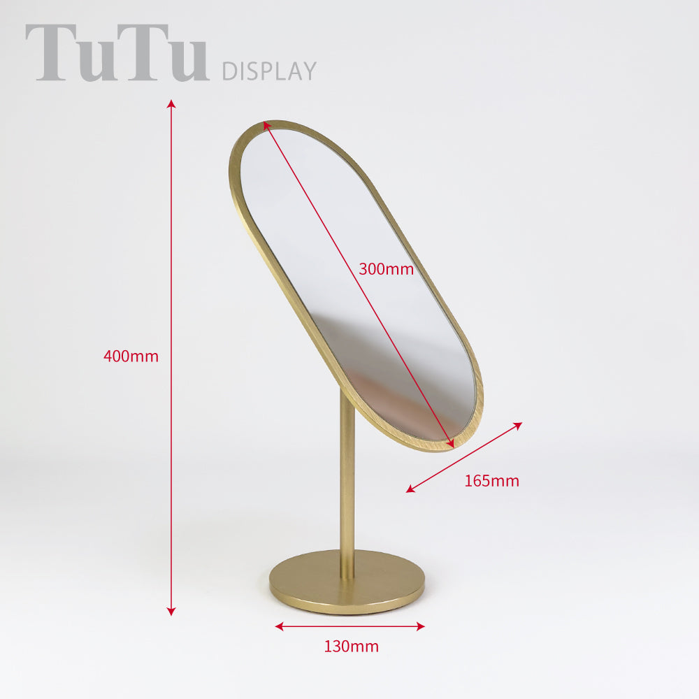 MR002 Table Top Oval Mirror Metal Base