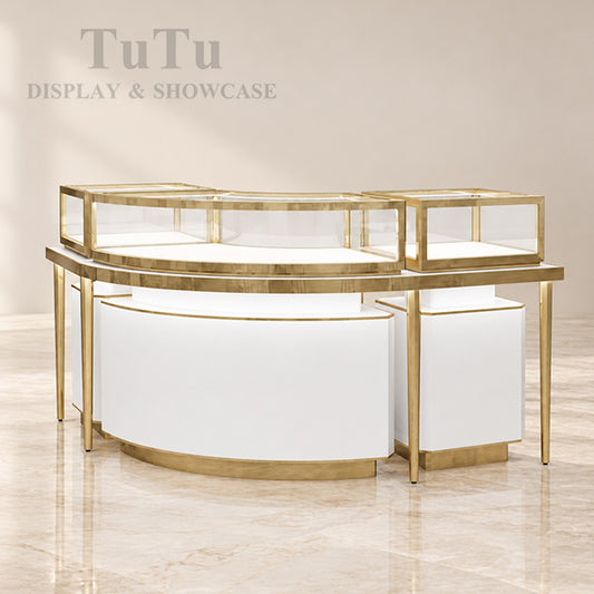 MT24 Curved Metal Jewelry Display Showcase