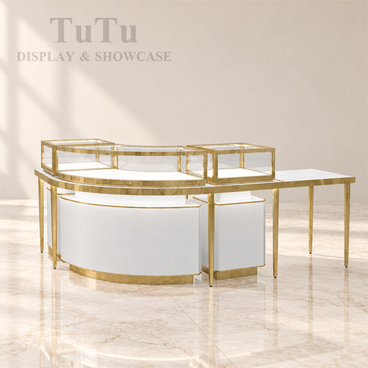 MT24 Curved Metal Jewelry Display Showcase