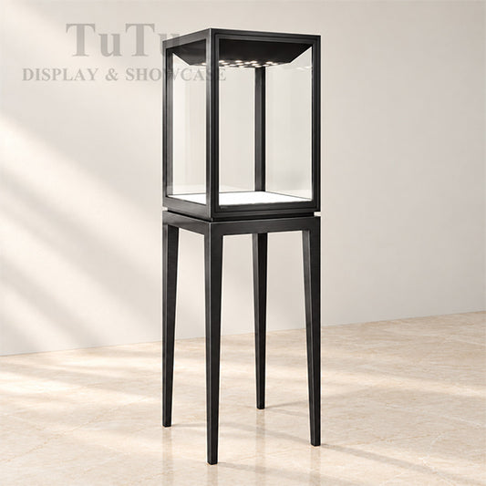 MT031-Black Stainless Steel Jewellery Glass Showcase