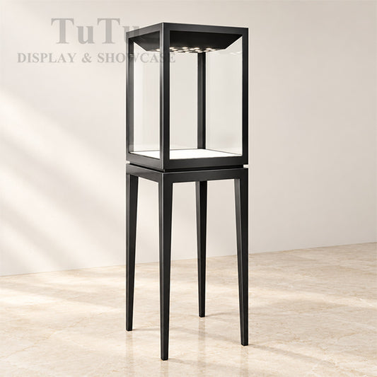 MT031-Black Stainless Steel Jewellery Glass Showcase