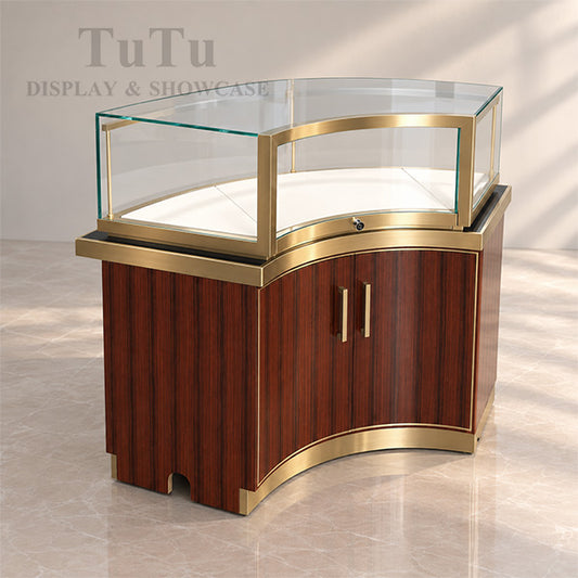MT36 Curved Metal Jewelry Display Showcase