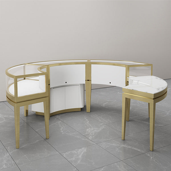 TBL010(DM192) Curved Metal Table with Marble Top