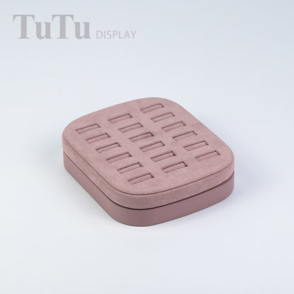 RH097 Ring Display Holder Wooden Base Pink