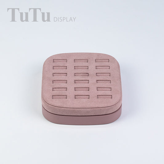 RH097 Ring Display Holder Wooden Base Pink