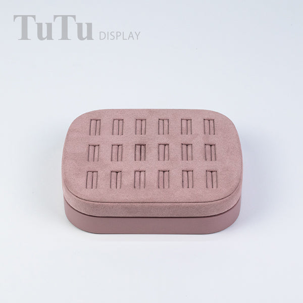 RH097 Ring Display Holder Wooden Base Pink