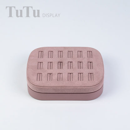 RH097 Ring Display Holder Wooden Base Pink