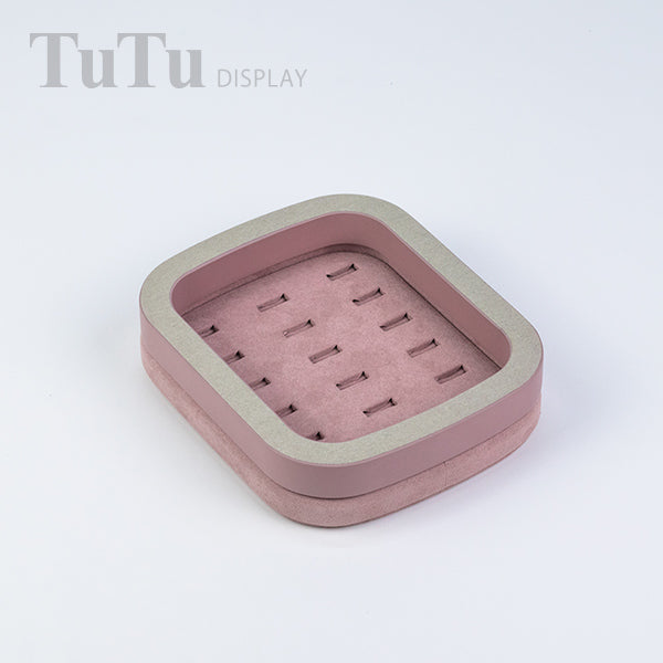 RH097 Ring Display Holder Wooden Base Pink