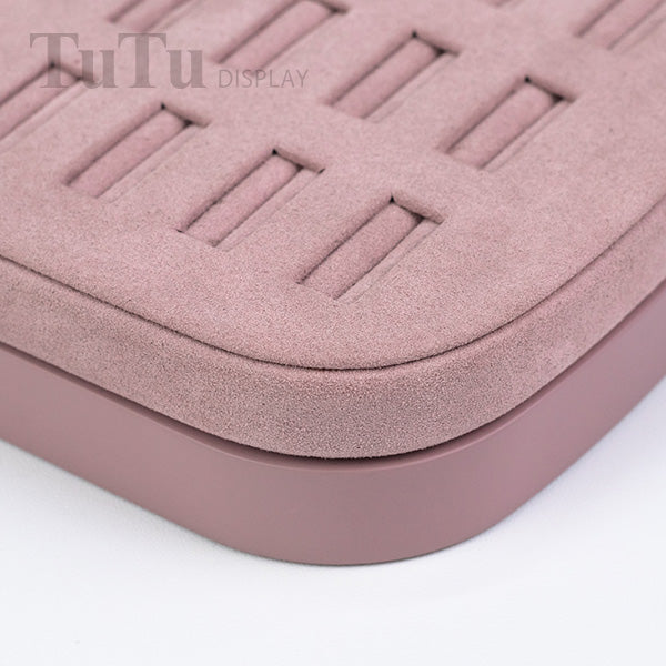RH097 Ring Display Holder Wooden Base Pink