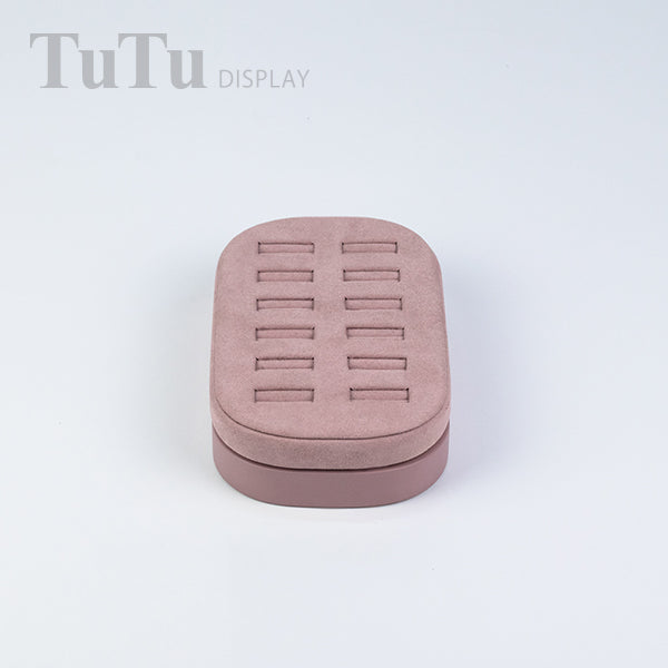 RH097 Ring Display Holder Wooden Base Pink