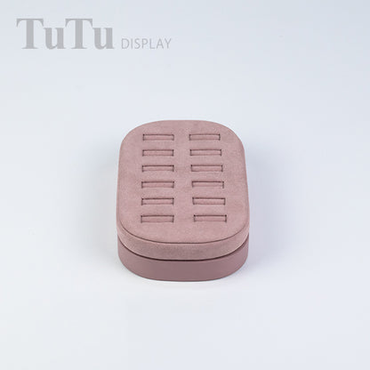 RH097 Ring Display Holder Wooden Base Pink