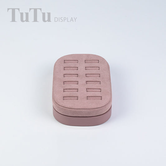 RH097 Ring Display Holder Wooden Base Pink