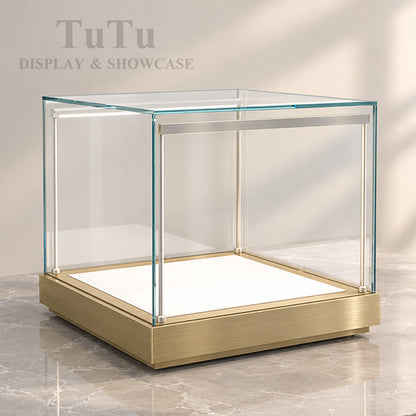 S135 Golden Countertop Glass Display Case Lighted Showcase