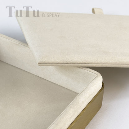 TR0178 Microsuede Jewelry Serving Tray Metal Frame