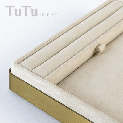 TR0178 Microsuede Jewelry Serving Tray Metal Frame