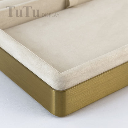 TR0178 Microsuede Jewelry Serving Tray Metal Frame