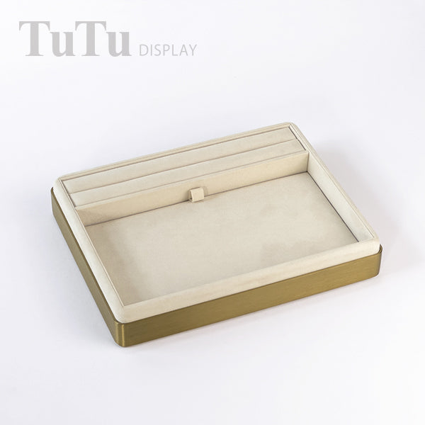 TR0178 Microsuede Jewelry Serving Tray Metal Frame