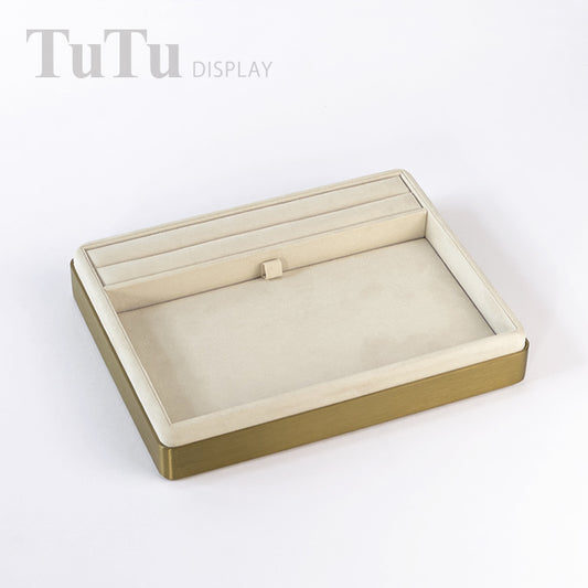 TR0178 Microsuede Jewelry Serving Tray Metal Frame