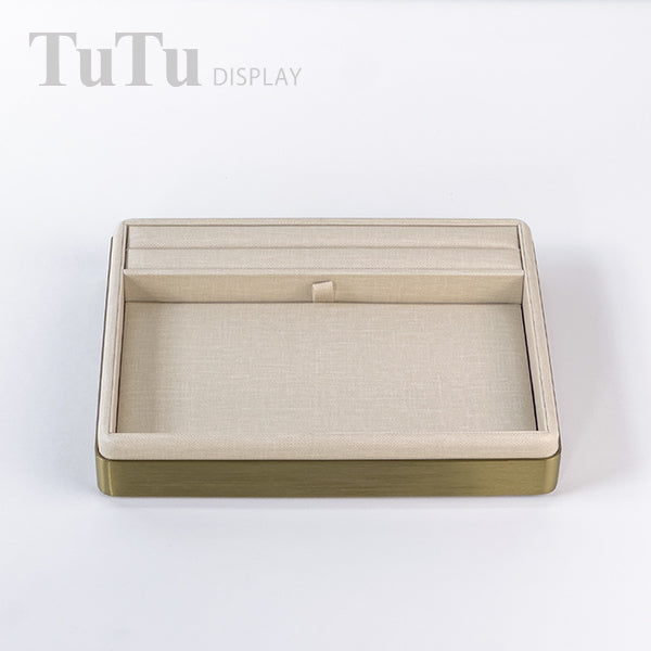 TR0181 PU Leather Jewelry Serving Tray Metal Frame