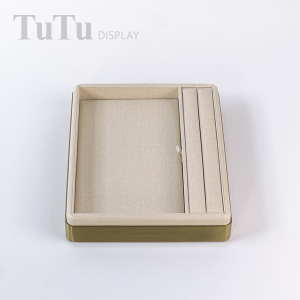 TR0181 PU Leather Jewelry Serving Tray Metal Frame
